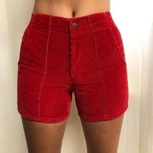red corduroy shorts